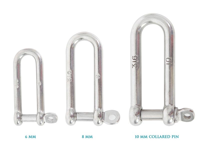 Stainless D-Shackle Long Removable Pin 8mm