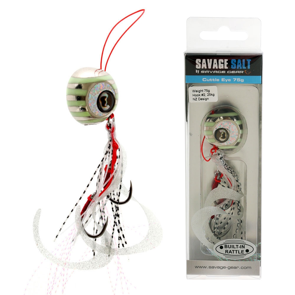 Savage Gear Cuttle Eye Slider Lure 75g Silver Glow Zebra