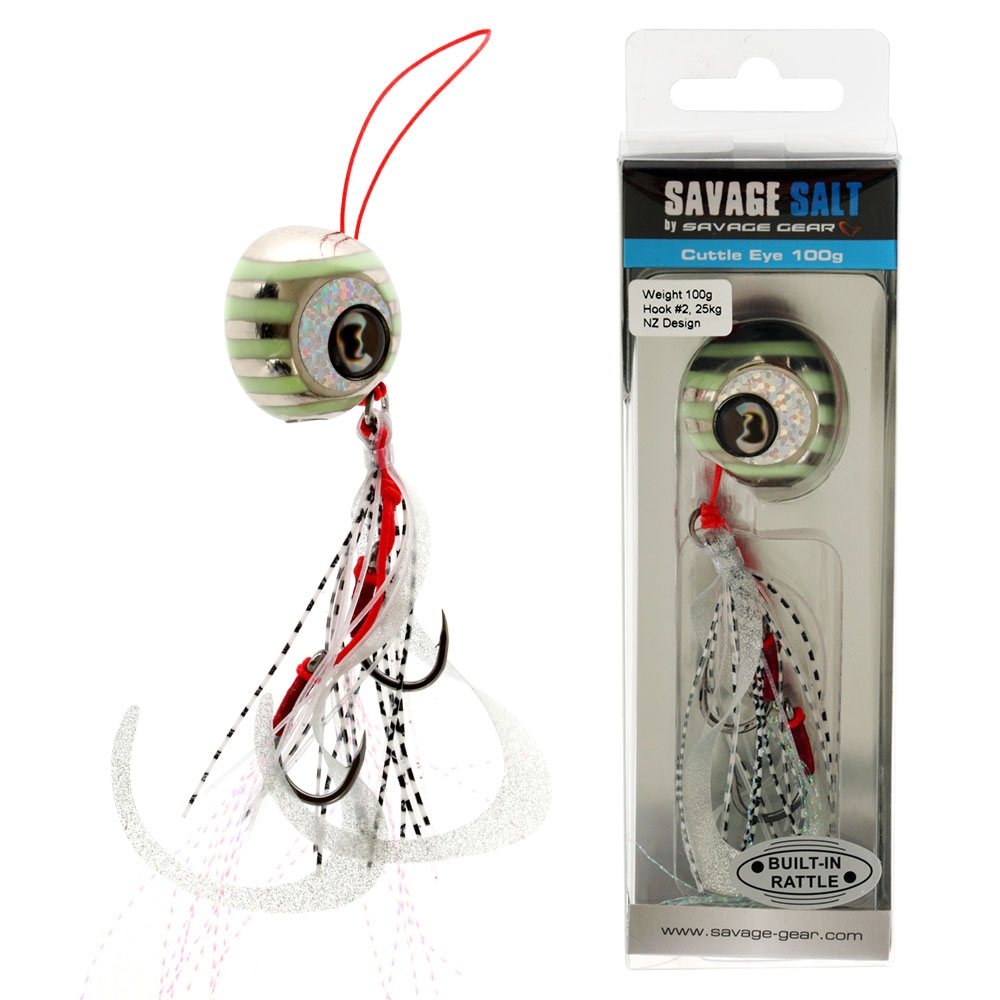 Savage Gear Cuttle Eye Slider Lure 100g Silver Glow Zebra
