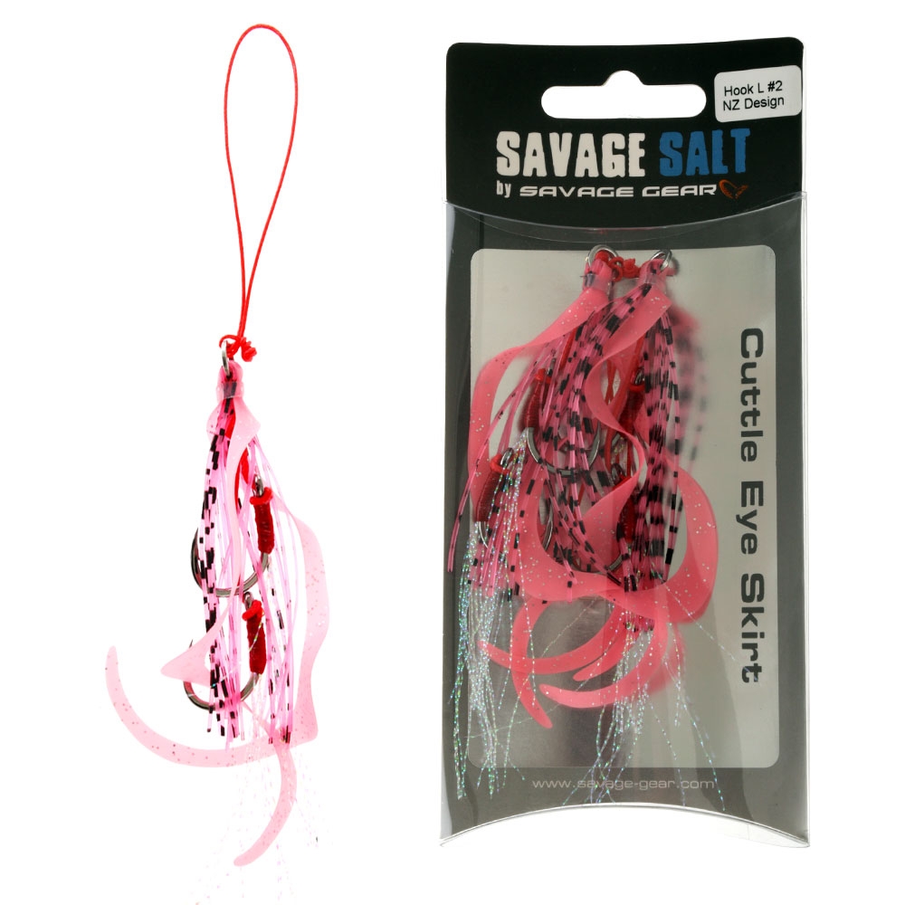 Savage Gear Cuttle Eye Slider Replacement Skirts Rigged with Hooks Pink Glow Qty 2