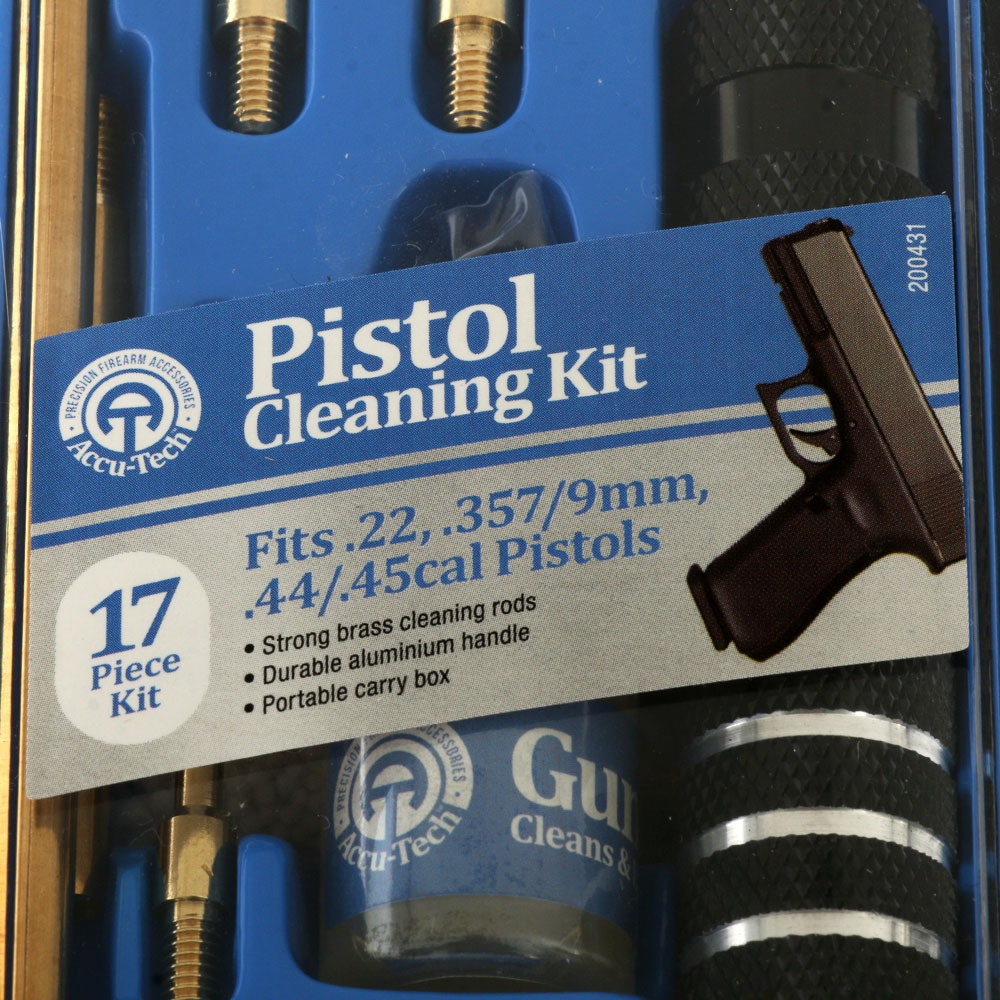 Accu-Tech 17-Piece Pistol Cleaning Kit for .22 .357/9mm .44/.45 Cal Pistols