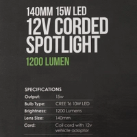 Night Saber Corded Handheld LED Spotlight 140mm 15W 1200LM Thumbnail Night Saber Corded Handheld LED Spotlight 140mm 15W 1200LM