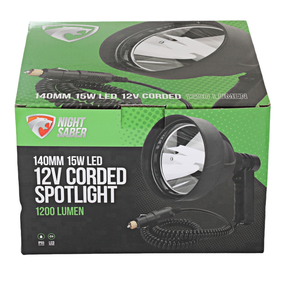 Night Saber Corded Handheld LED Spotlight 140mm 15W 1200LM