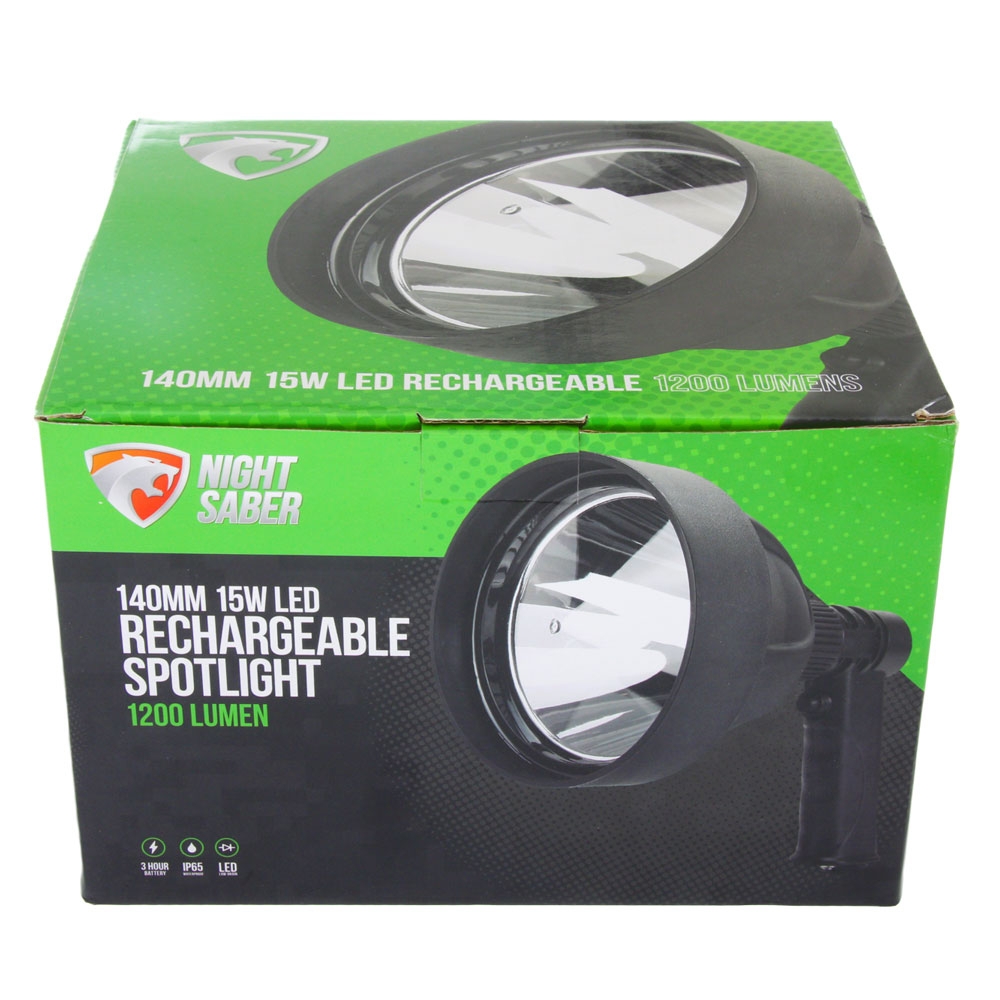 Night Saber 1200lm Rechargeable Handheld LED Spotlight 140mm 15W