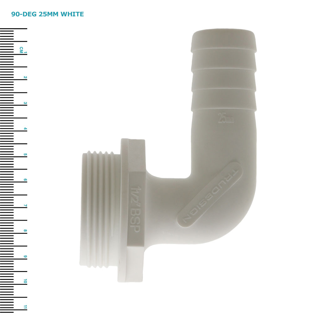 TruDesign Aquavalve Tail Angled 90-deg 25mm White