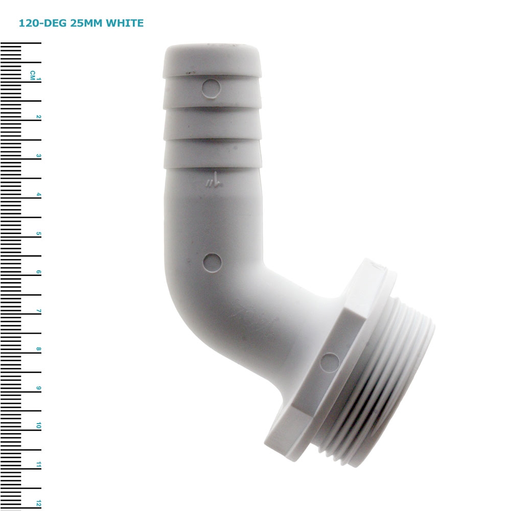 TruDesign Aquavalve Tail Angled 120-deg 25mm White