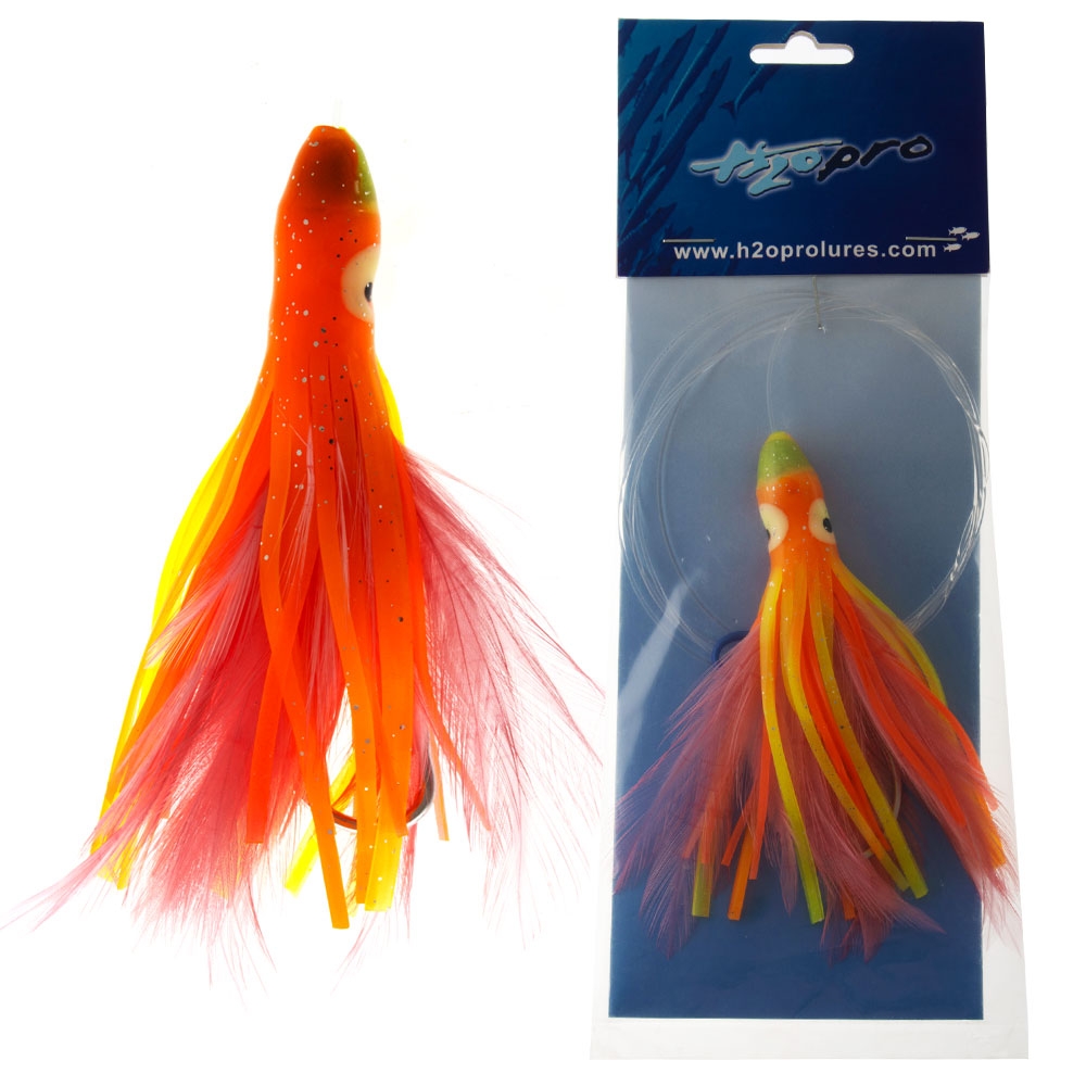 H2O Pro Weighted Trolling Feather Octopus 12cm 15g Glow/Yellow