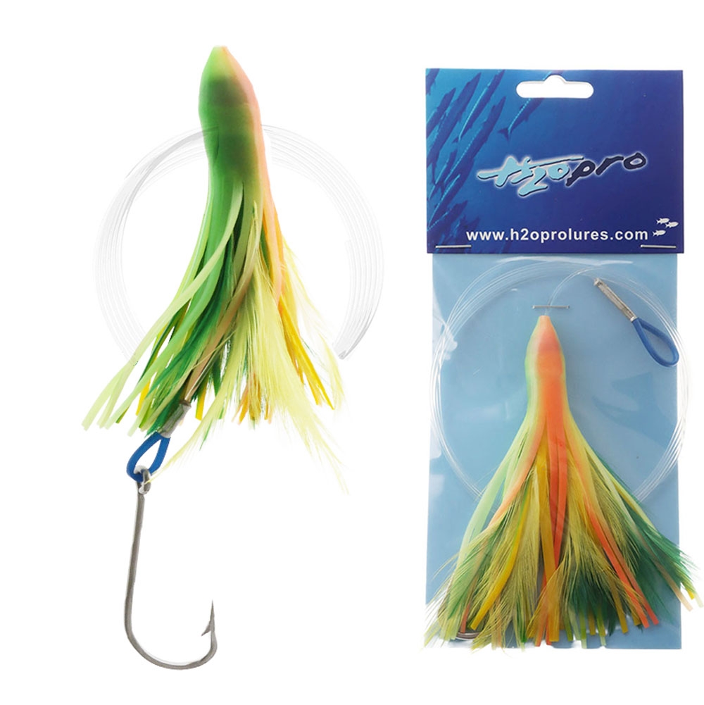H2O Pro Weighted Trolling Feather Octopus 12cm 15g Green/Yellow