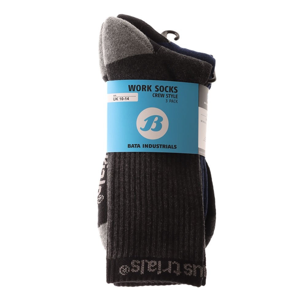 Bata Work Socks 3-Pack Black/Navy/Grey UK10-15 / US11-16