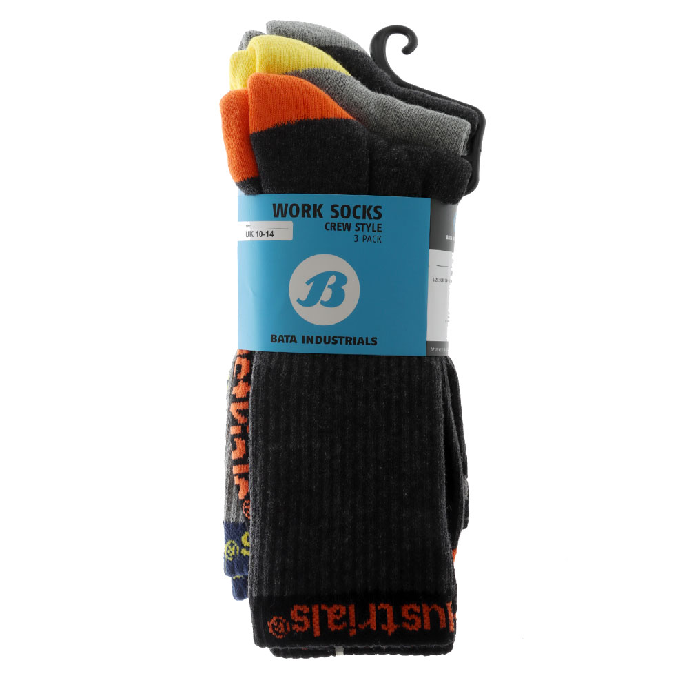 Bata Socks 3-Pack Yellow/Orange/Grey UK10-14 / US11-15