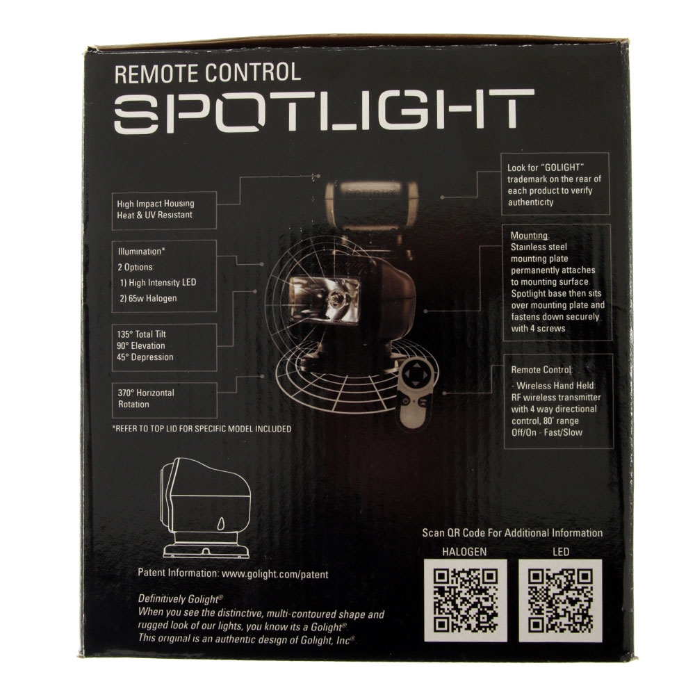 GOLIGHT Radioray GT Halogen Spotlight with Wireless Remote 225000cd Black