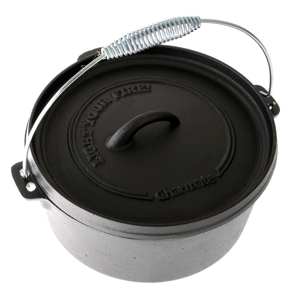 Charmate Round Cast Iron Camp Oven 4.5 Quart Kit