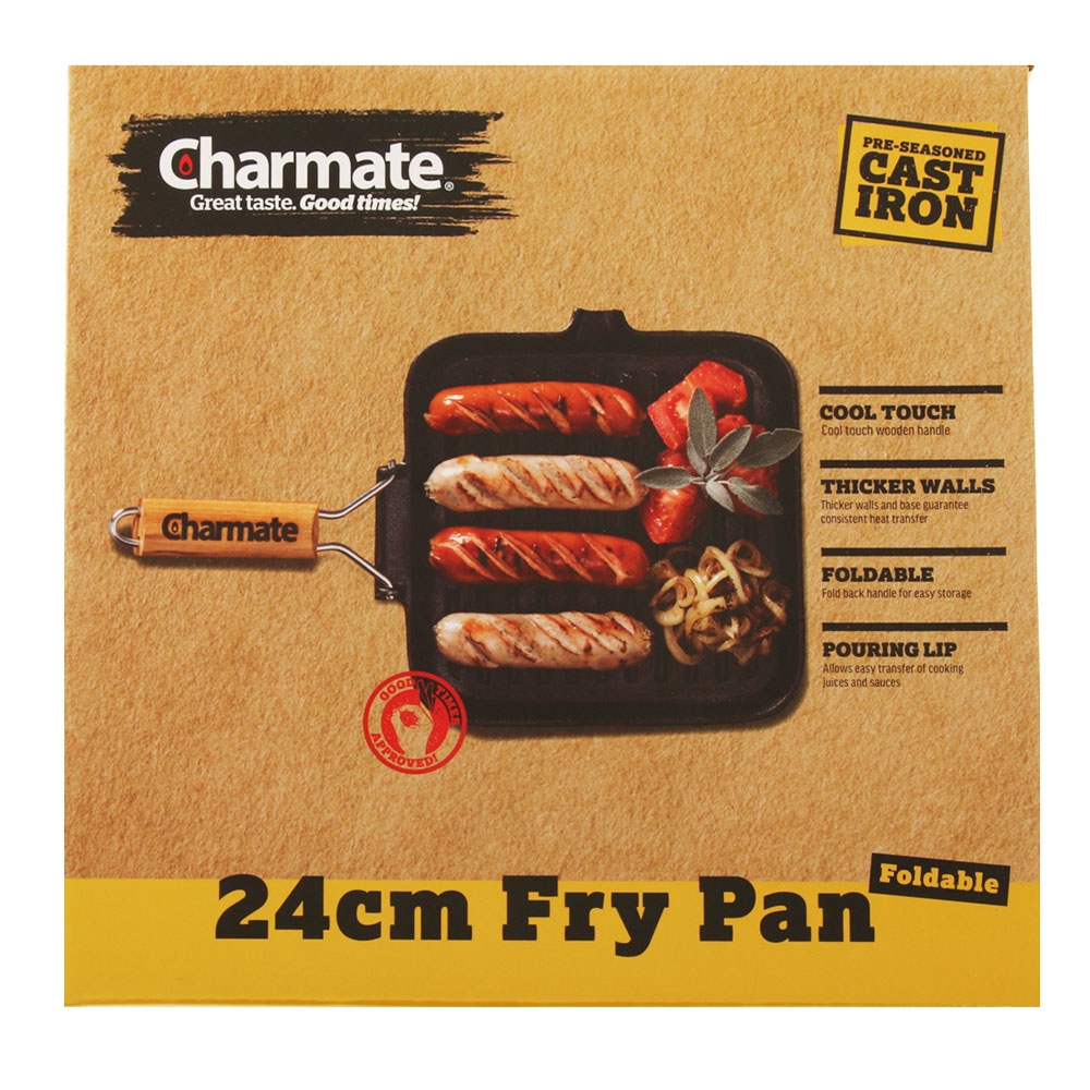Charmate Folding Square Cast Iron Frying Pan 24cm