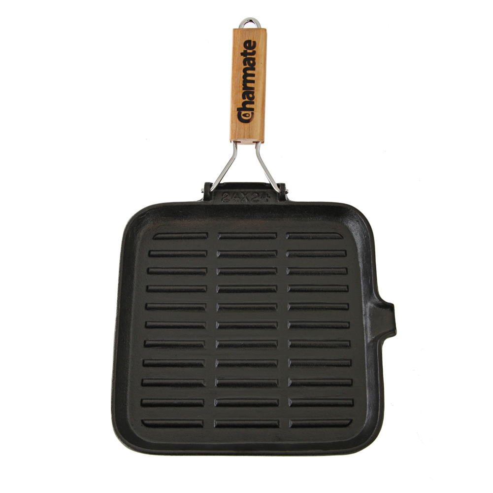 Charmate Folding Square Cast Iron Frying Pan 24cm