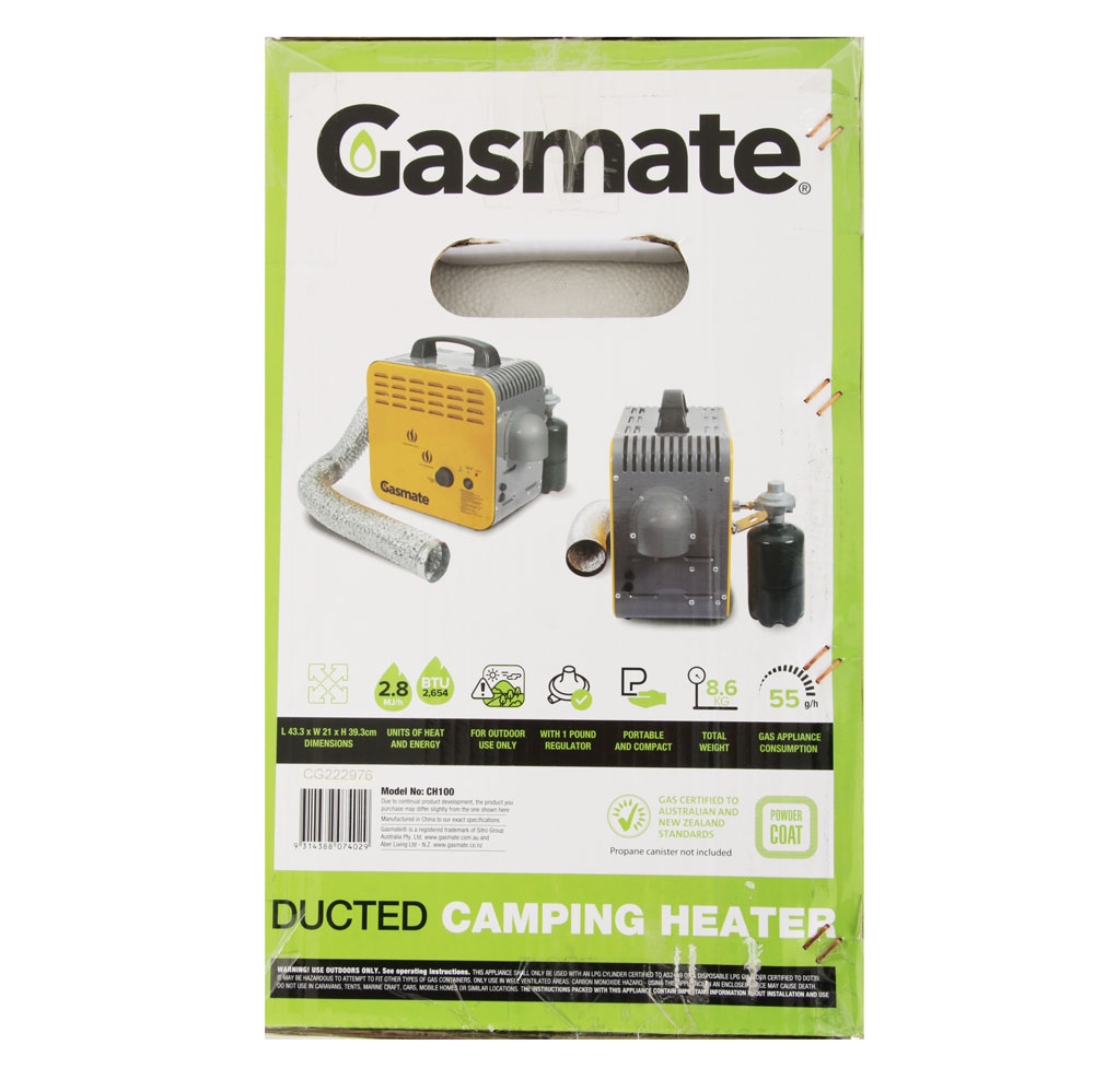 Gasmate Ducted Camping Heater 2.8 MJ/h