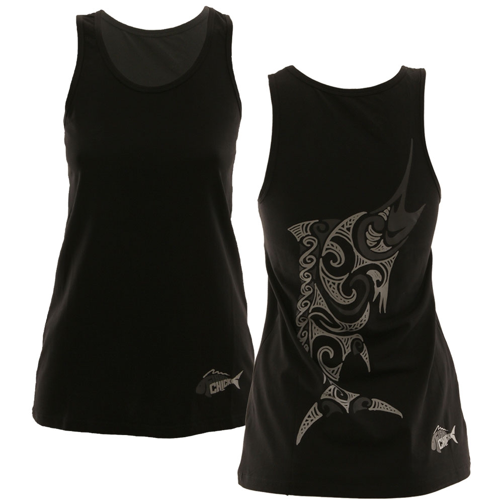 Fisherchick Te Moko Marlin Womens Singlet Black XS