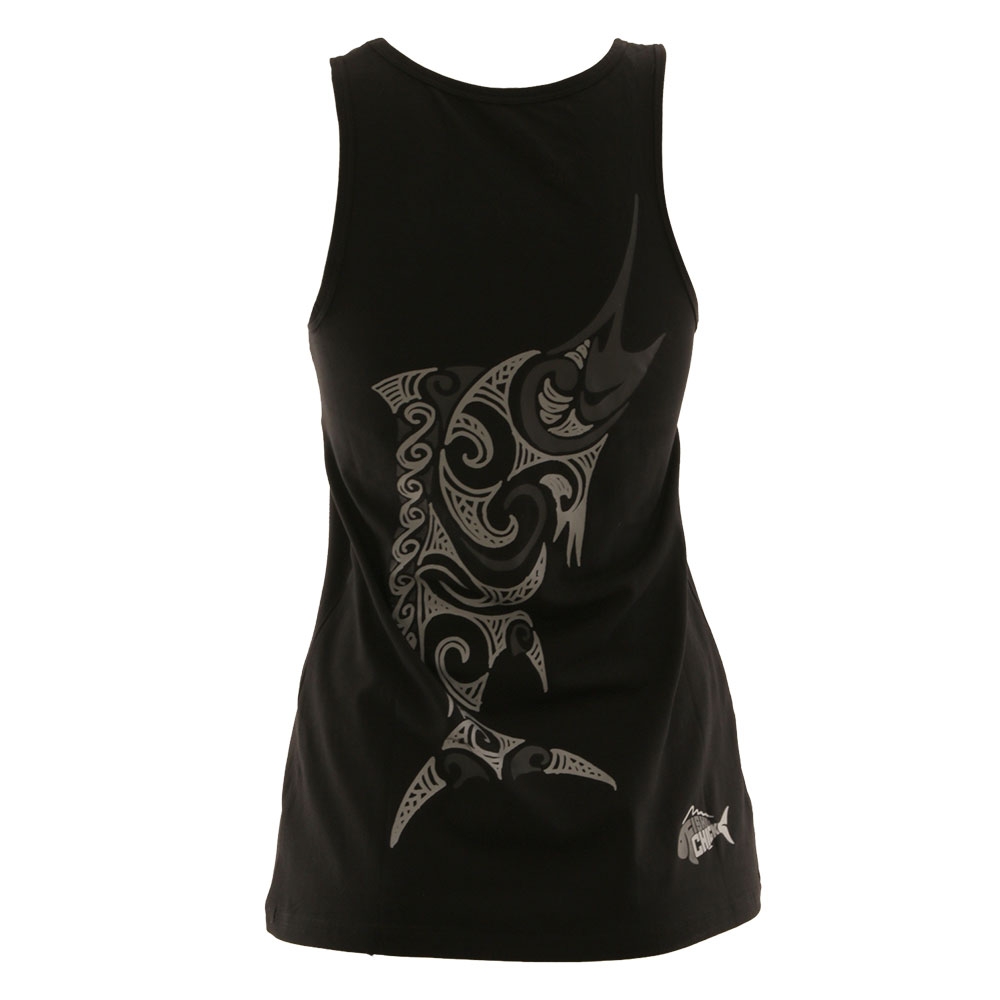 Fisherchick Te Moko Marlin Womens Singlet Black XS
