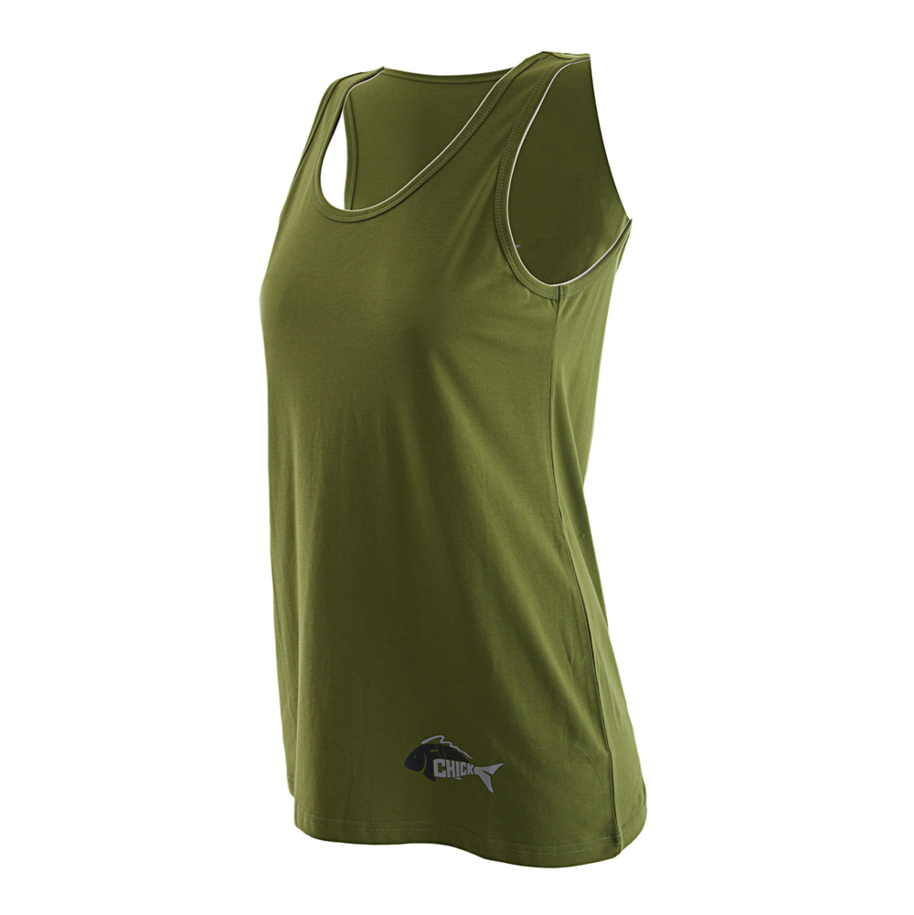 Fisherchick Te Moko Marlin Womens Singlet Army Green Small