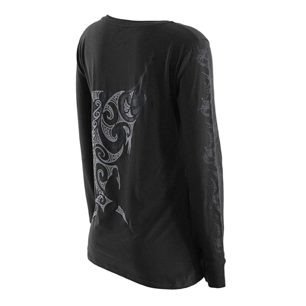 Fisherchick Te Moko Marlin Womens Long Sleeve Shirt Black M