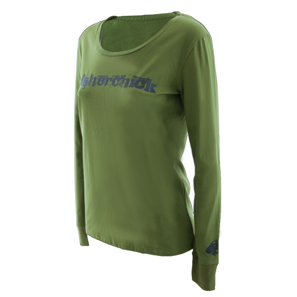 Fisherchick Slogan Womens Long Sleeve Shirt Army Green 2XL