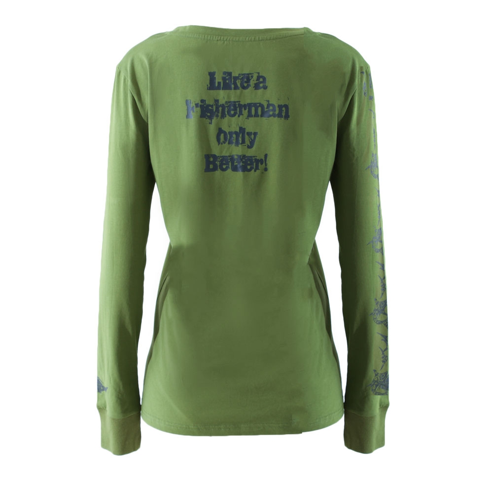 Fisherchick Slogan Womens Long Sleeve Shirt Army Green 2XL