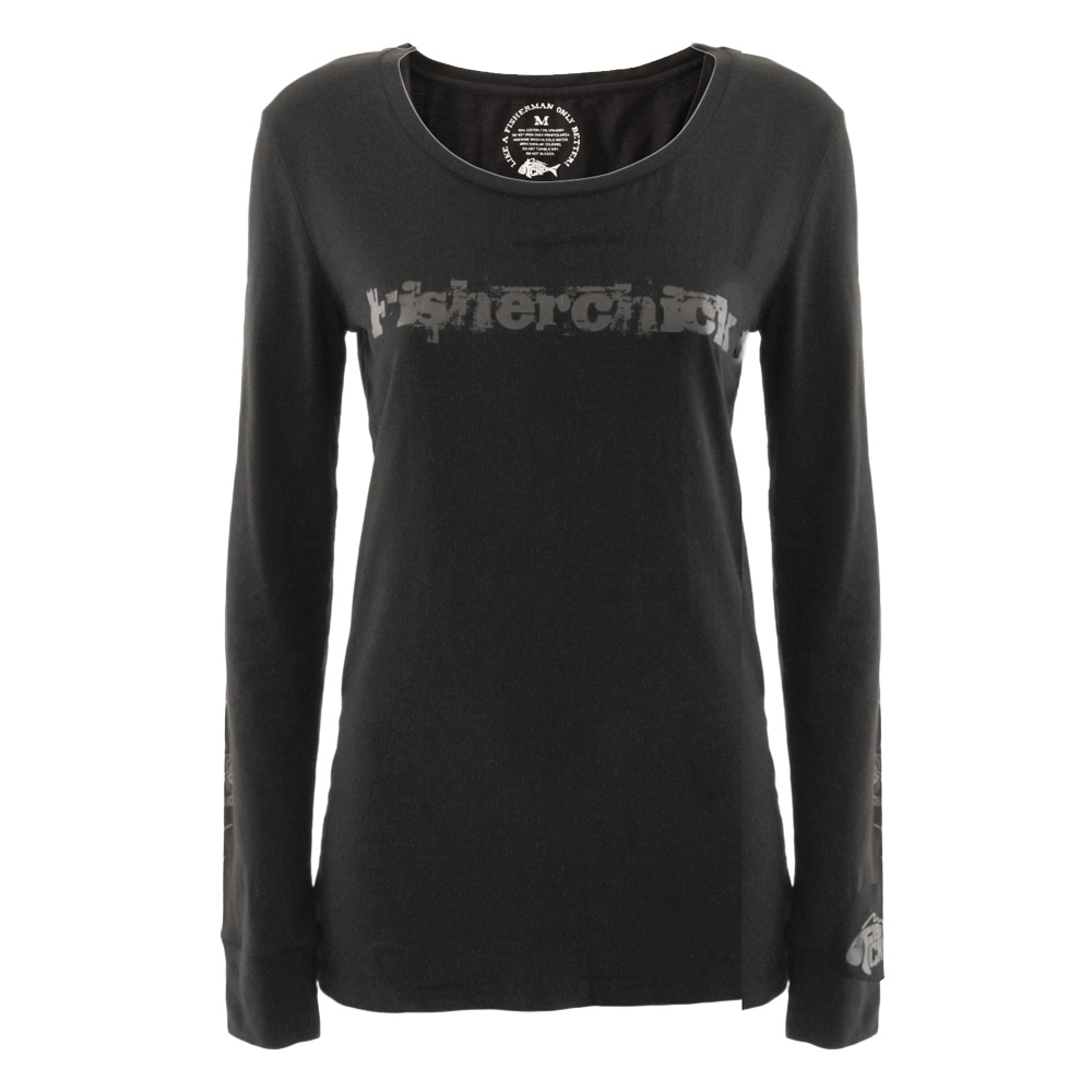 Fisherchick Slogan Womens Long Sleeve Shirt Black S