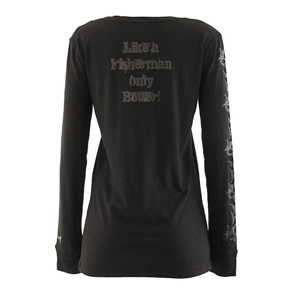 Fisherchick Slogan Womens Long Sleeve Shirt Black XS