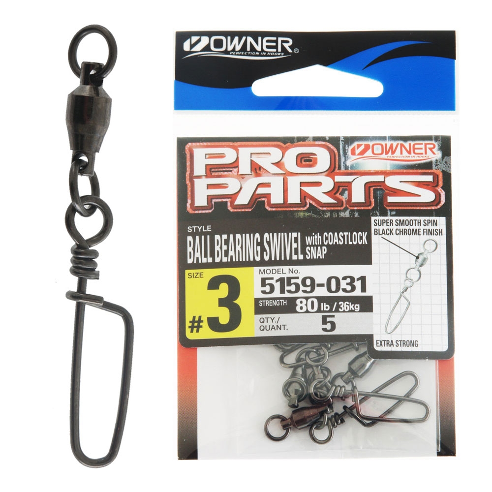 Owner Pro Parts Ball Bearing Coastlock Snap Swivel No. 3 80lb Qty 5