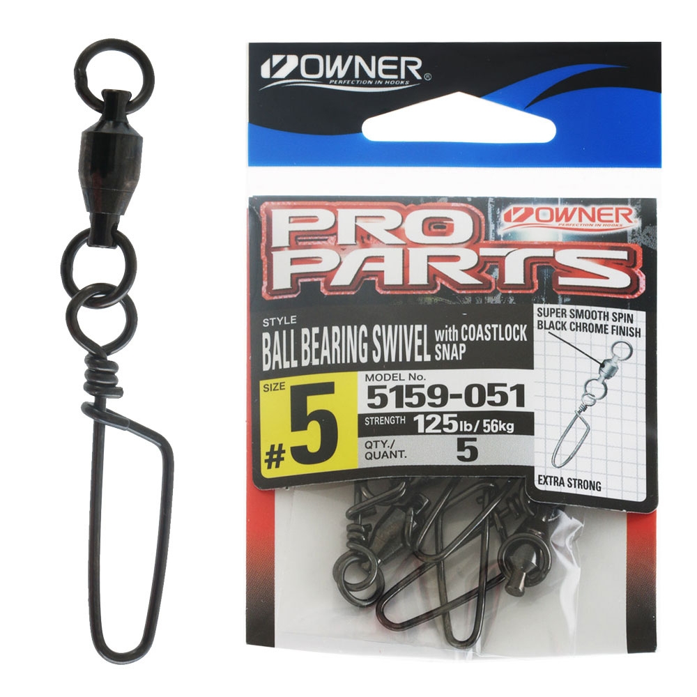 Owner Pro Parts Ball Bearing Coastlock Snap Swivel No. 5 125lb Qty 5