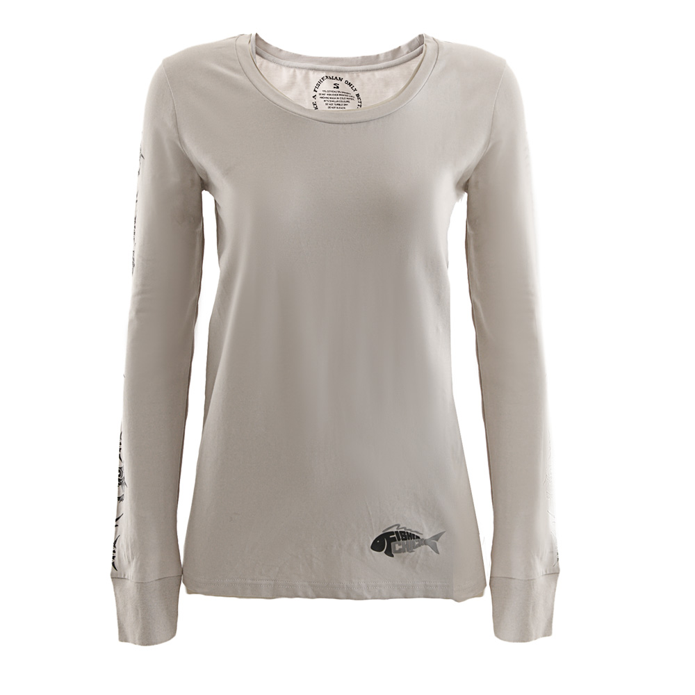 Fisherchick Te Moko Marlin Womens Long Sleeve Shirt Grey XS