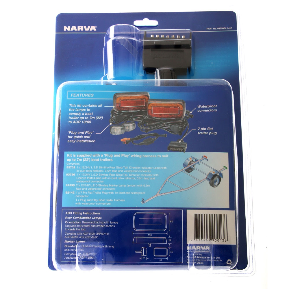 NARVA Model 37 LED Plug and Play Submersible Trailer Lamp Kit 12/24V