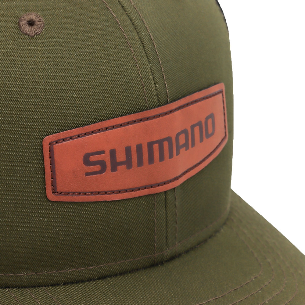 Shimano Leather Patch Cap Moss / Black