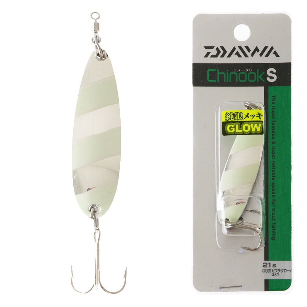 Daiwa Chinook S Trout Lure with Hook 21g Zebra Glow/Galaxy