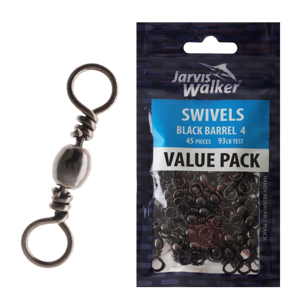 Jarvis Walker Black Barrel Swivels Value Pack #4 93lb Qty 45
