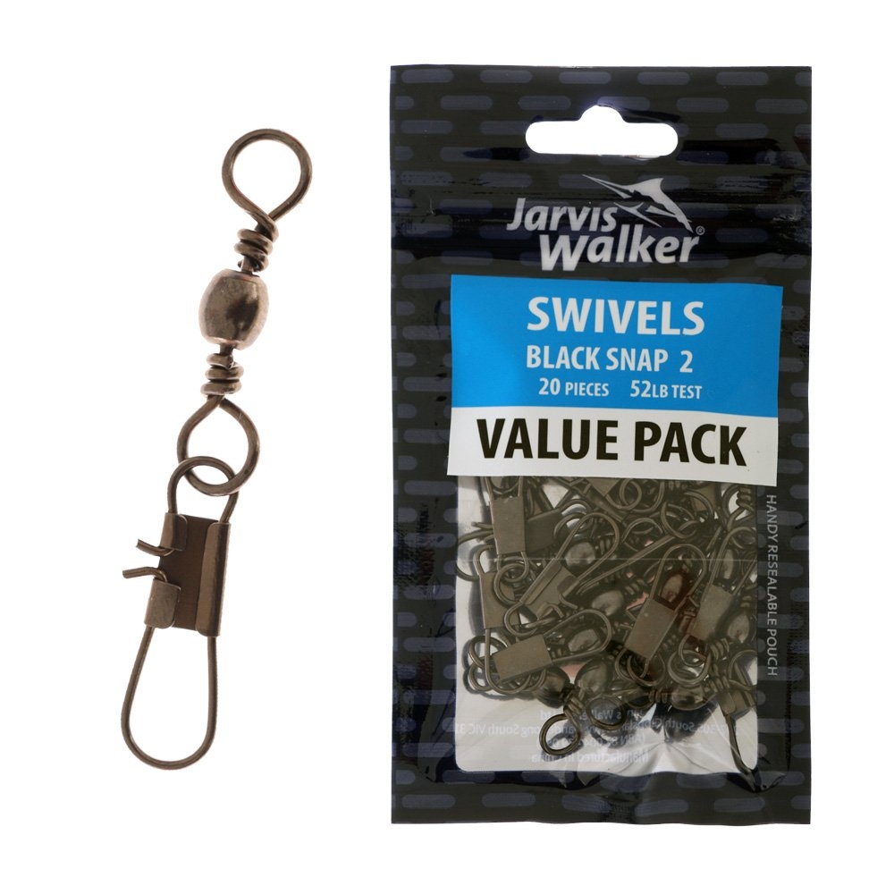 Jarvis Walker Black Snap Swivels Value Pack #2 Qty 20