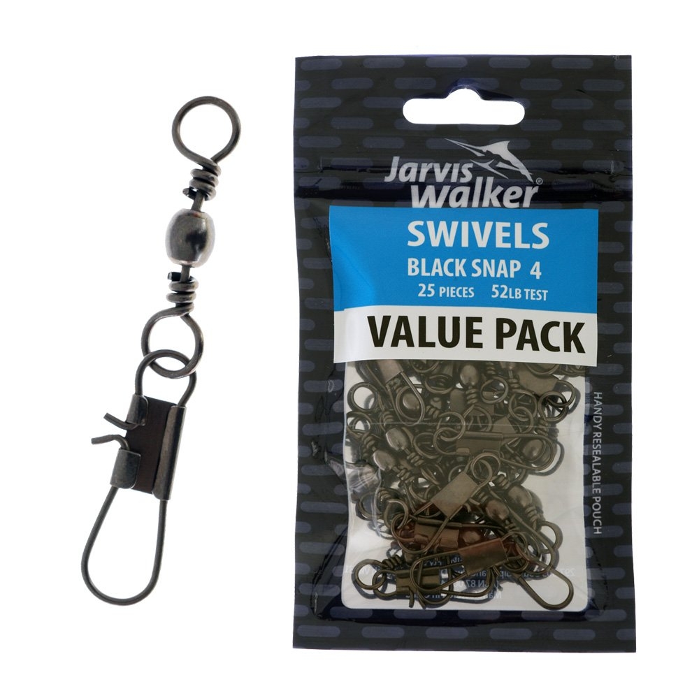 Jarvis Walker Black Snap Swivels Value Pack #4 Qty 25