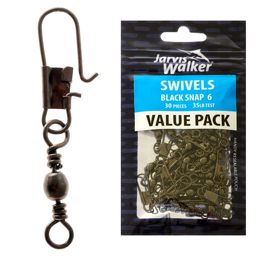 Jarvis Walker Black Snap Swivels Value Pack #6 Qty 30 Jarvis Walker Black Snap Swivels Value Pack #6 Qty 30
