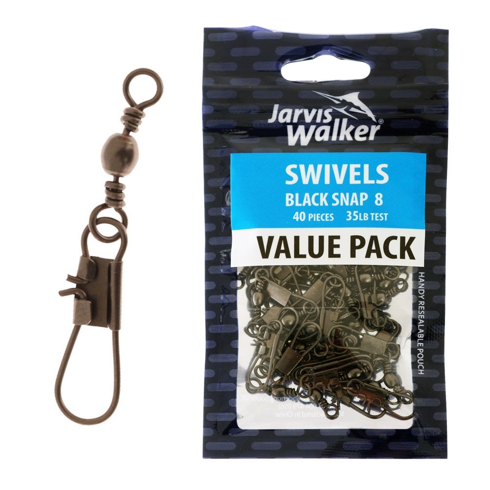 Jarvis Walker Black Snap Swivels Value Pack #8 Qty 40