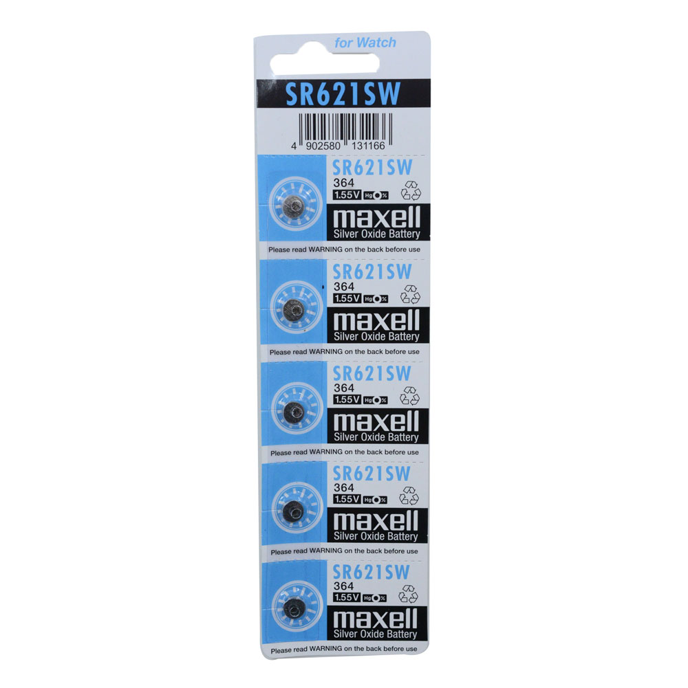 Maxell SR621SW Silver Oxide Button Cell Battery 5-Pack