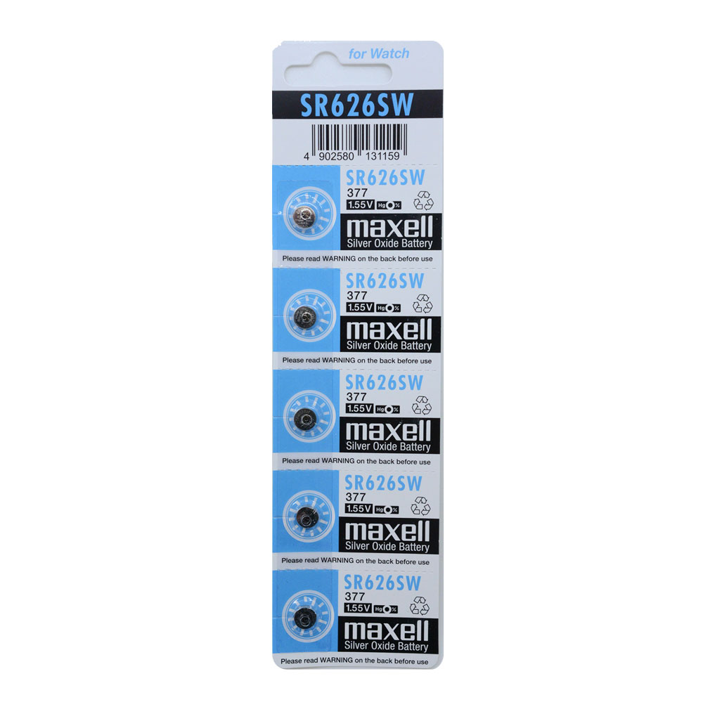 Maxell SR626SW Silver Oxide Button Cell Battery 5-Pack