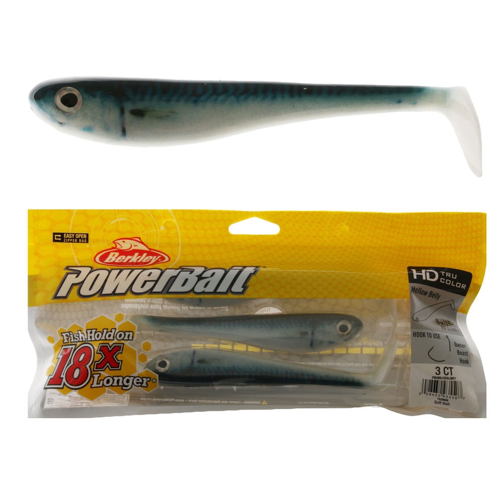 Berkley Powerbait Hollow Belly Paddle Tail Soft Bait 15cm Slimey