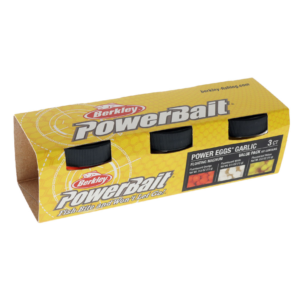 Berkley Powerbait Power Eggs Floating Magnum Garlic Assorted 3-Pack