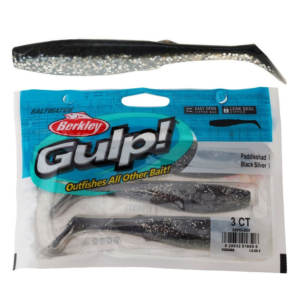 Berkley Gulp Paddleshad Soft Bait 8cm Black/Silver Qty 5