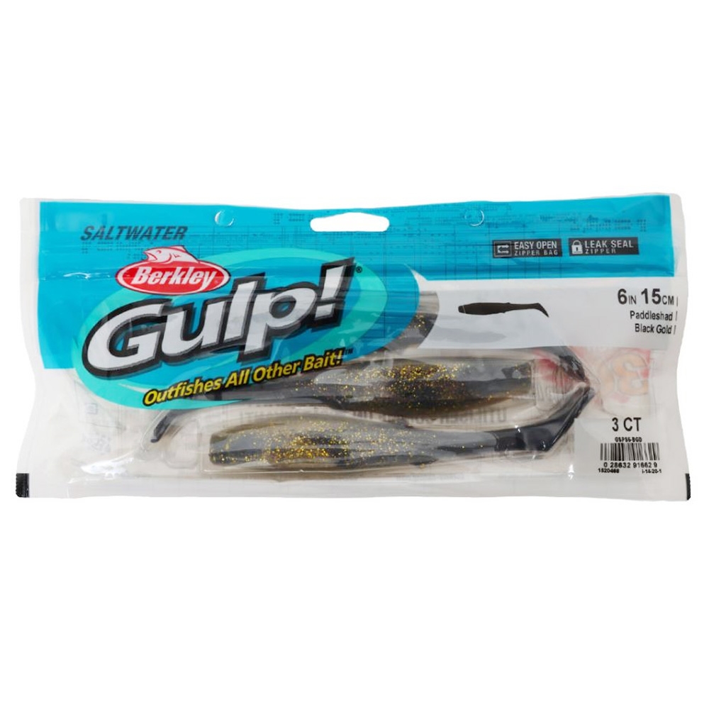 Berkley Gulp Paddleshad Soft Bait 15cm Qty 3 Black Gold