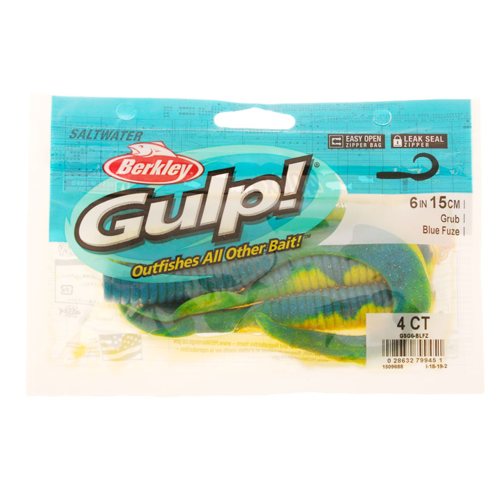 Berkley Gulp Grub Soft Bait 6in/15cm Blue Fuze
