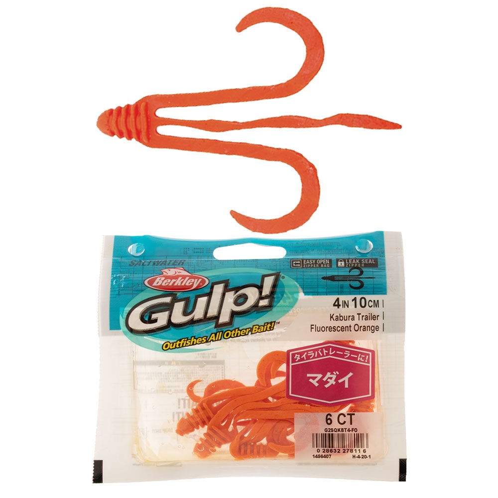 Berkley Gulp! Slider Jig Trailer Soft Bait 10cm Qty 6 Fluoro Orange