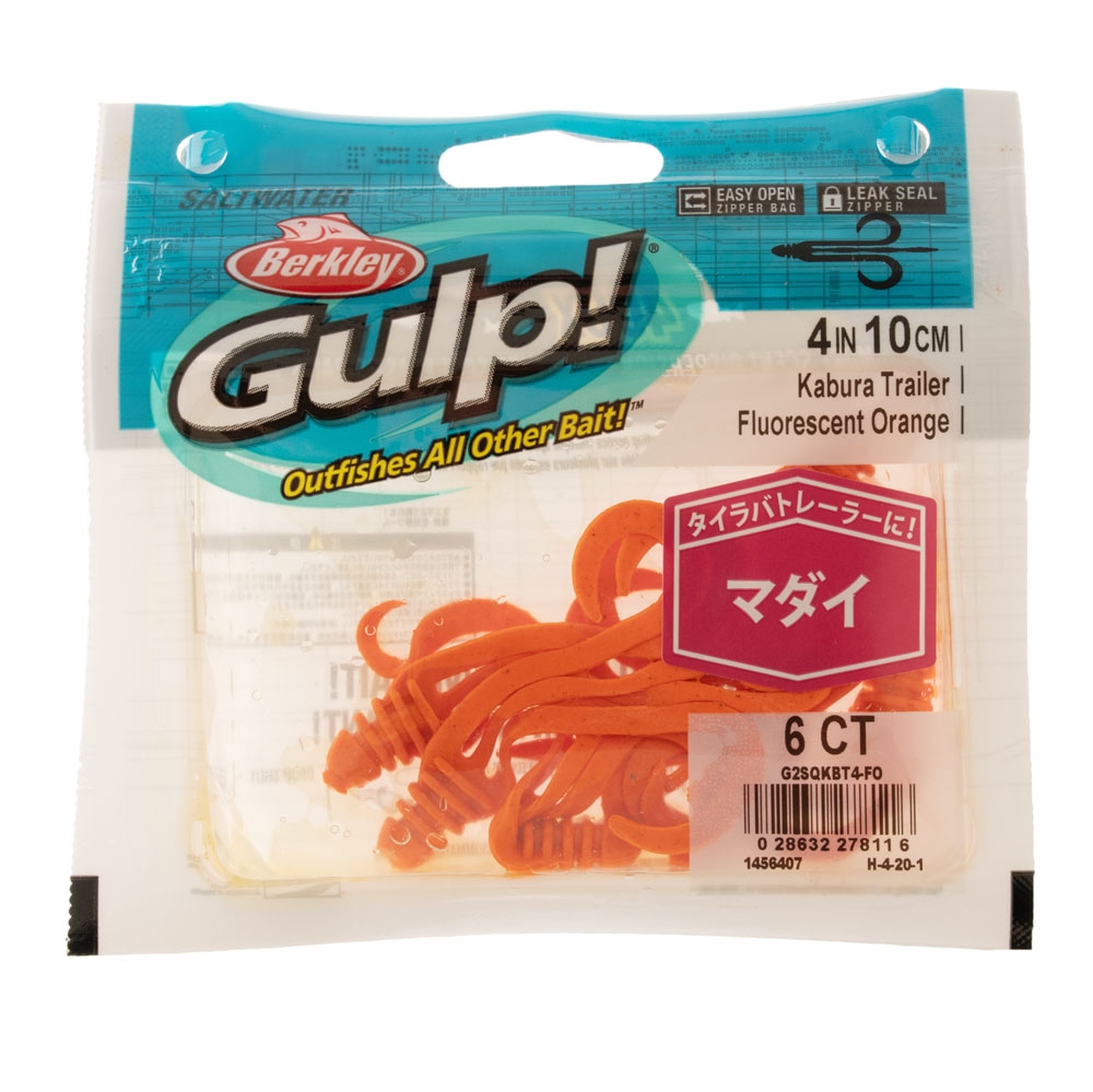 Berkley Gulp! Slider Jig Trailer Soft Bait 10cm Qty 6 Fluoro Orange
