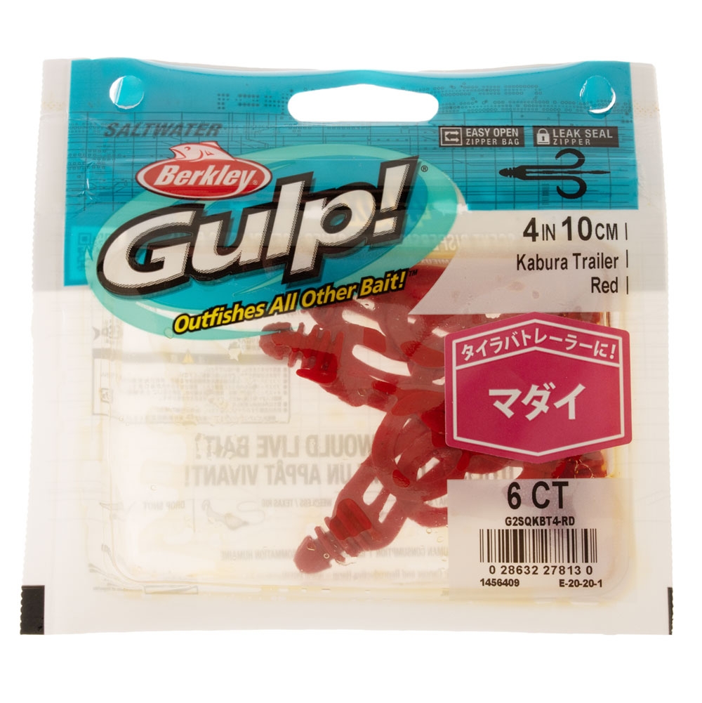 Berkley Gulp! Slider Jig Trailer Soft Bait 10cm Qty 6 Red