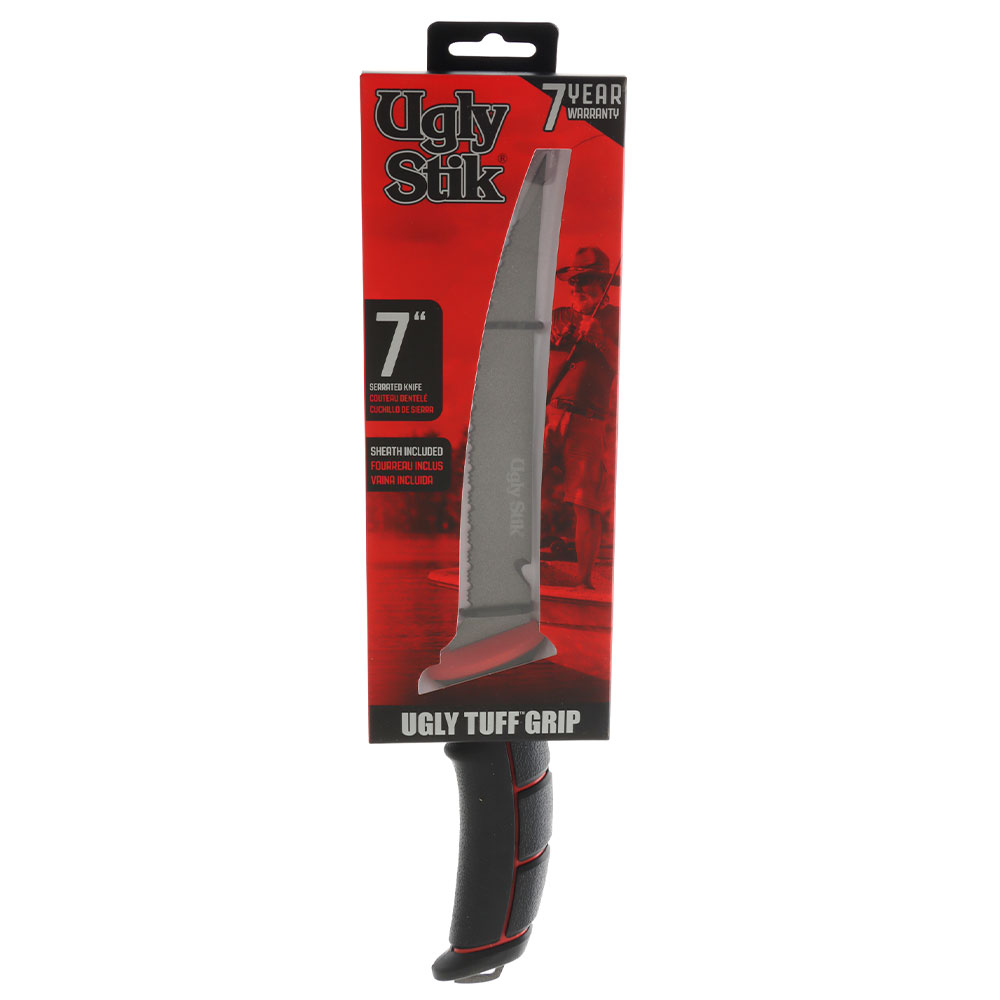 Ugly Stik Tuff Grip Serrated Knife with Sheath 18cm