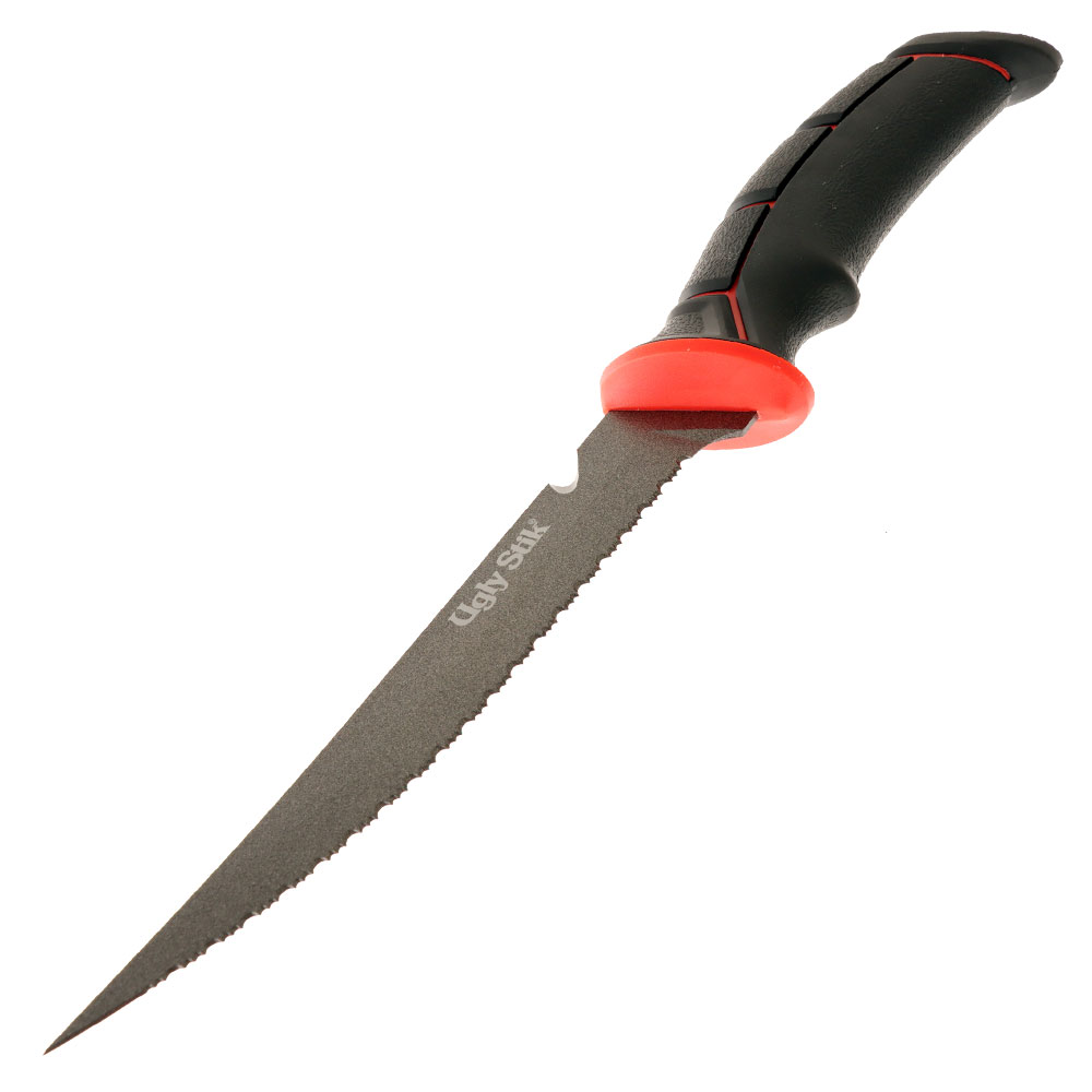 Ugly Stik Tuff Grip Serrated Knife with Sheath 18cm
